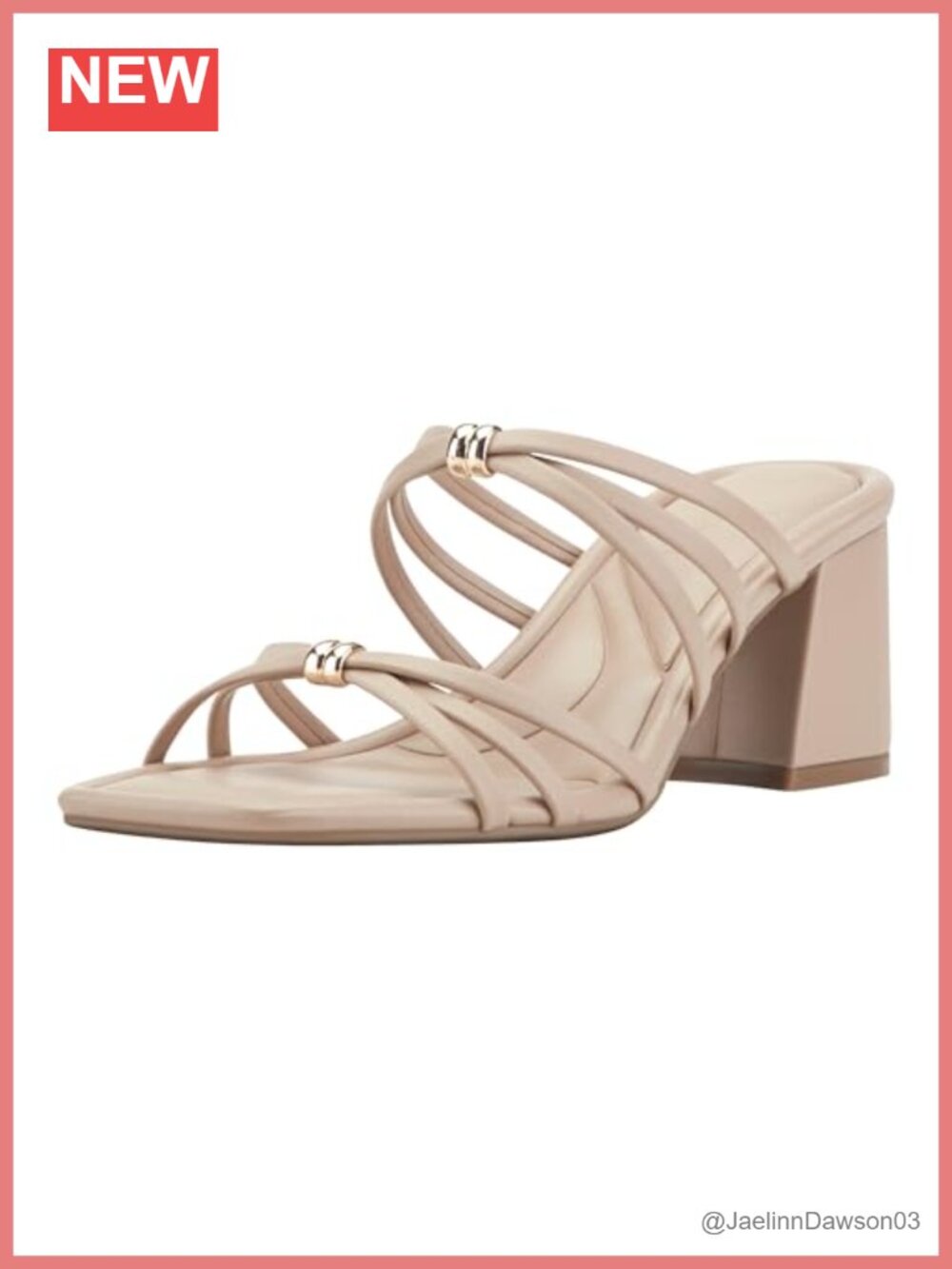 Marc Fisher Gabber Strappy Square Toe Block Heel Sandal Faux Leather Slip On